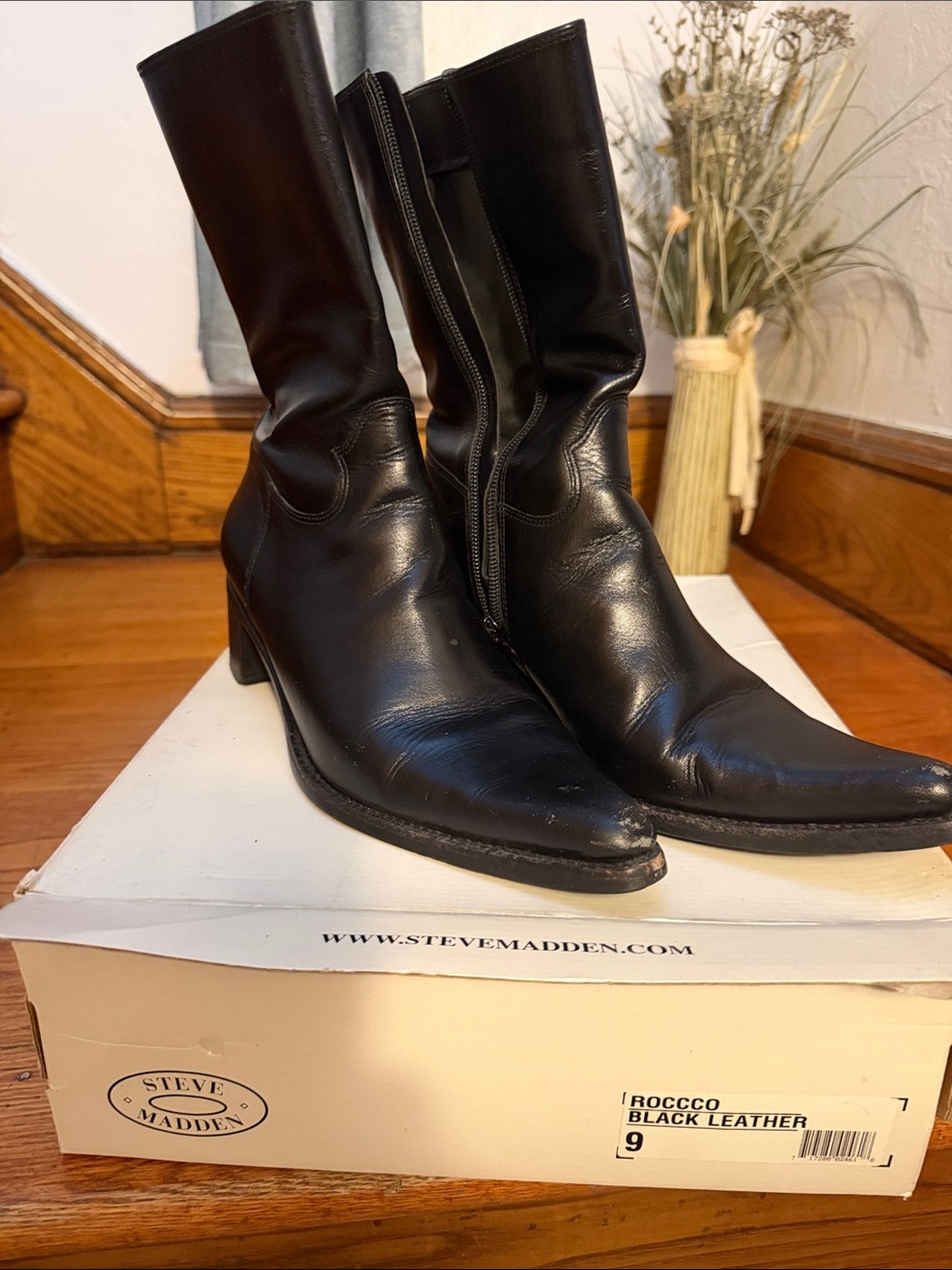 Steve Madden Black Leather Heeled Boots